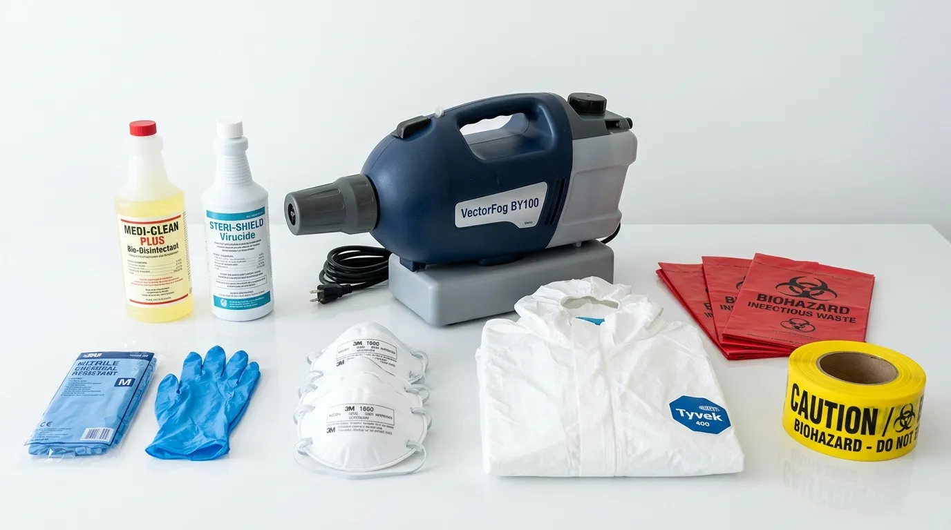 Professional biohazard remediation crew working in Redan